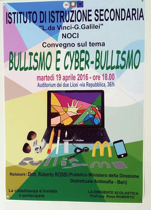 Bullismo e cyber-bullismo, convegno di studi all’IIS “Da Vinci – Galilei”