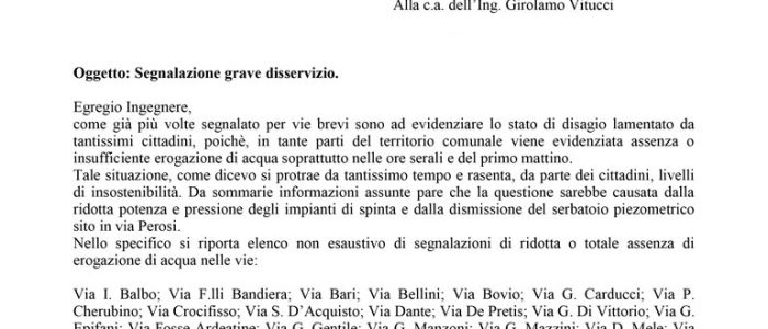 Immagine 2: Il sindaco chiede l'intervento di AQP