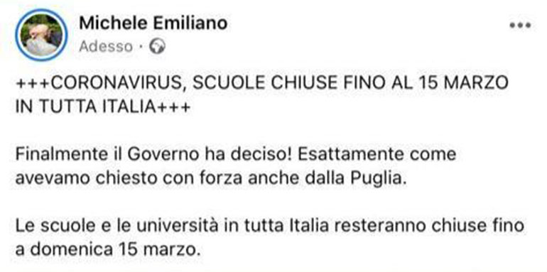 Coronavirus, scuole chiuse fino al 15 marzo. Sì, no, nì…sì!